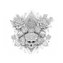 flower and honeycomb  tattoo design idea