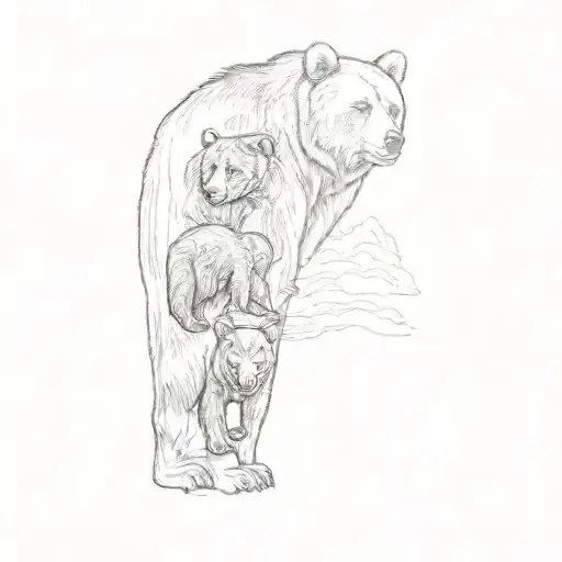 a bear and his cubs tattoo design idea
