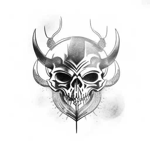 Viking skull scary tattoo design idea