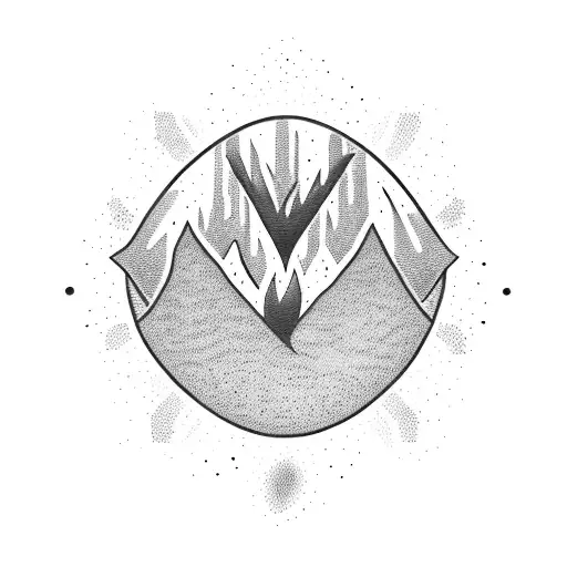 volcano, embers, heart, breeze tattoo design idea