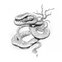 Snake around vine sternum  tattoo design idea