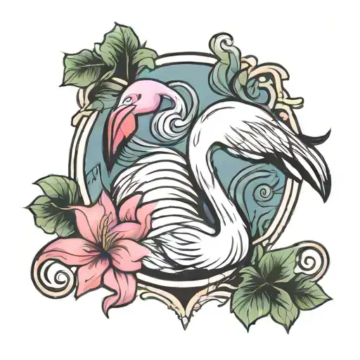 pink flamingo tattoo design idea
