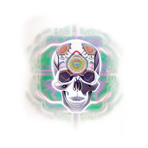 glitchy matrix skull  tattoo design idea