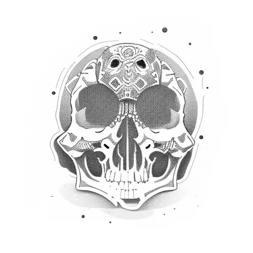 glitchy matrix skull  tattoo design idea