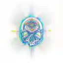 glitchy matrix skull  tattoo design idea