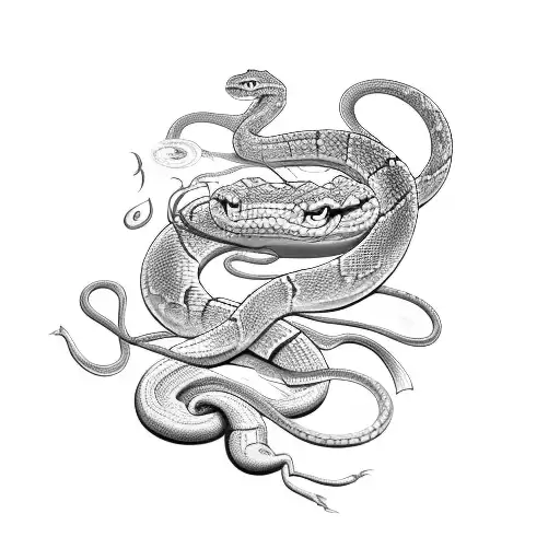 2D oldschool Snake tattoo design idea