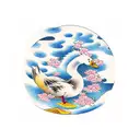 Japanese halfsleeve with waves, cherry blossoms, and a duck tattoo design idea