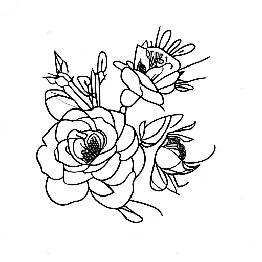 veritcal line of birth flowers going from top of march, february, april, december, october, july, and june tattoo design idea