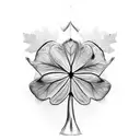 4 leafs clover with a crown on top tattoo design idea