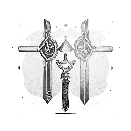 A pair of crossed swords surrounded by stoic quotes, reflecting the client's love for both boxing and stoicism. tattoo design idea