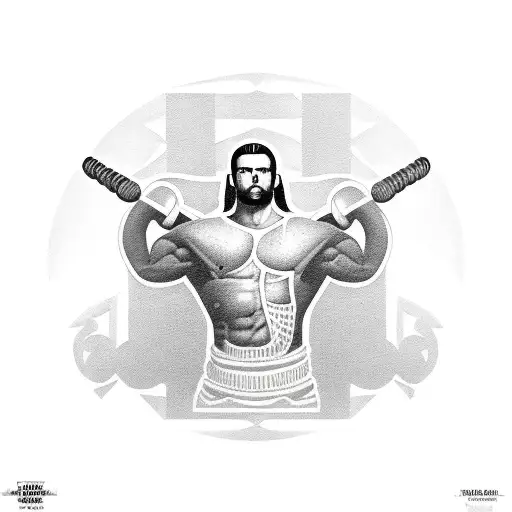 A stoic warrior lifting weights, representing the resilience and discipline required in both boxing and life. tattoo design idea