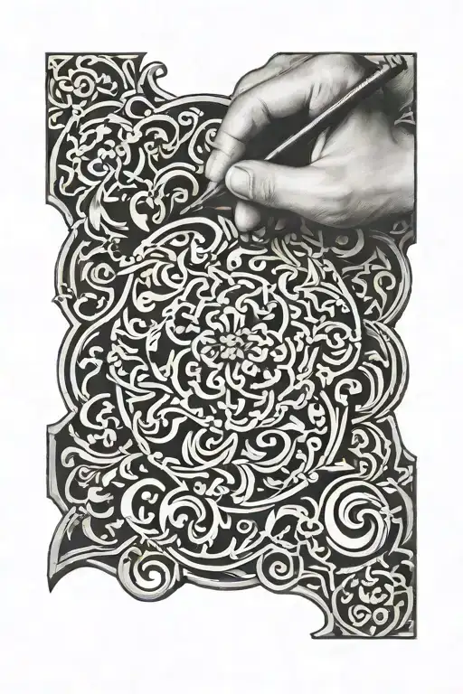 scottish stonemason carving a intricate design tattoo design idea