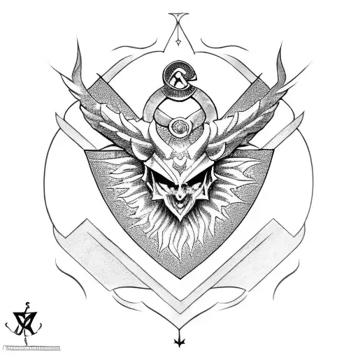 Flying Demons with masonic symbols tattoo design idea
