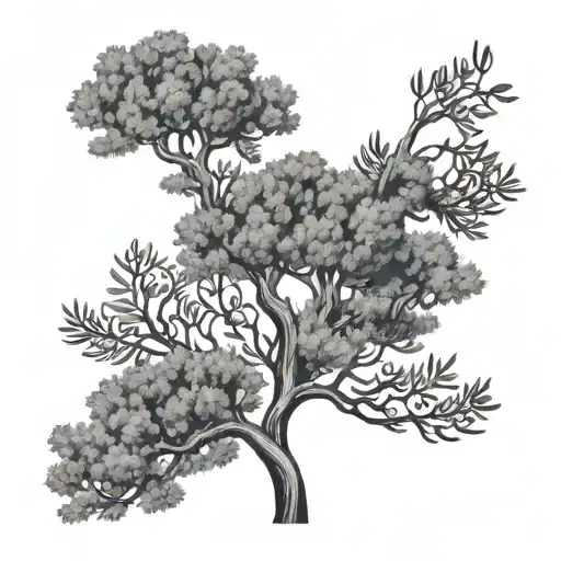 Create a tattoo featuring Lebanese cedar trees intertwined with Arabic calligraphy tattoo design idea