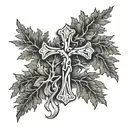 cross with lebanese cedar tree inside tattoo design idea