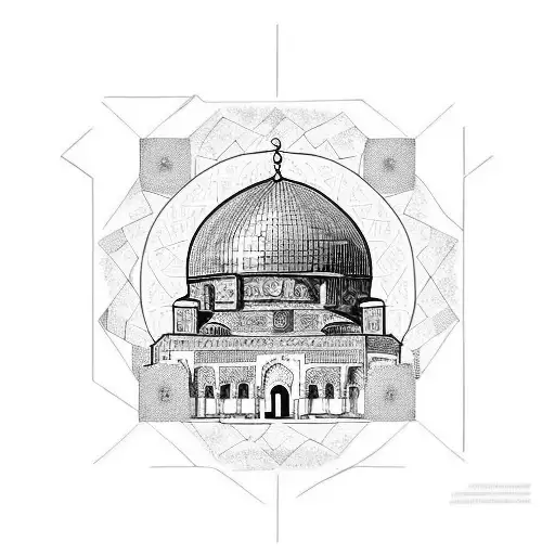 Palestine and al aqsa mosque and juerslam  tattoo design idea
