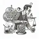 A bartender mixing a cocktail with musical notes floating around, symbolizing the harmony between music and mixology tattoo design idea