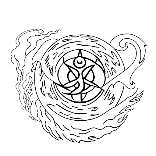 A minimalist tattoo design of the four elements symbols (water, earth, fire, air) from Avatar the Last Airbender tattoo design idea