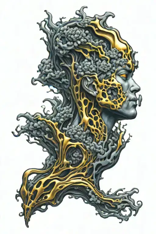 roae with gold lava flowing tattoo design idea