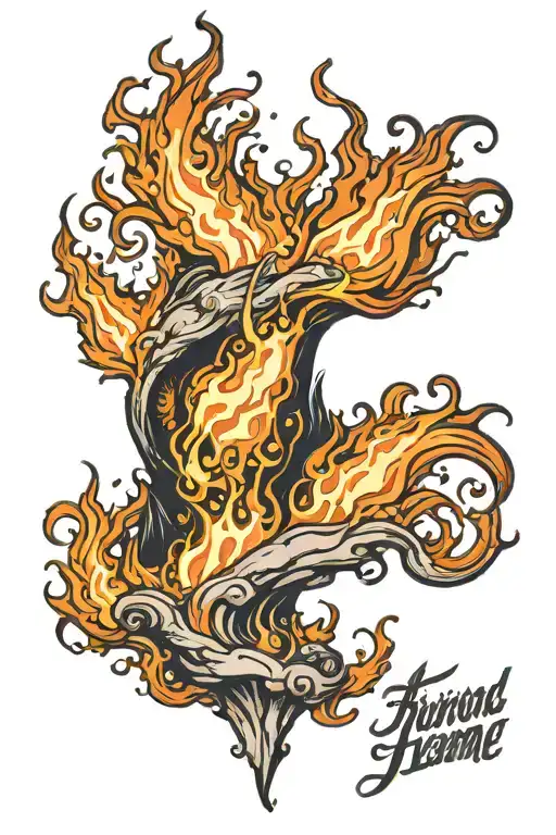 a burning flame burns tattoo design idea