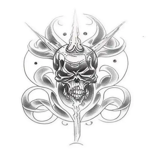 Diseña un tatuaje con letras estilo black metal o death metal que diga MINA en el centro de una huellita de un pastor be tattoo design idea