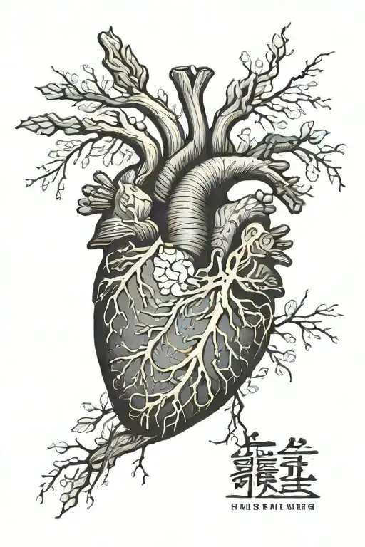 anatomical heart kintsugi style filled tattoo design idea