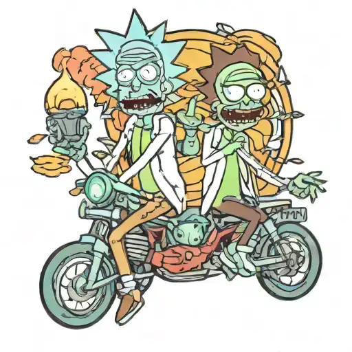Rick and morty together cartoon tattoo design idea