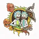 Rick and morty together cartoon tattoo design idea