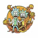 Rick and morty together cartoon tattoo design idea
