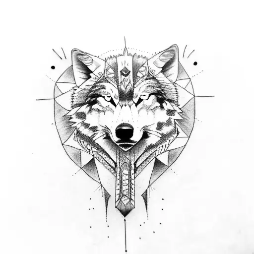 Native American style good wolf bad wolf tattoo design idea