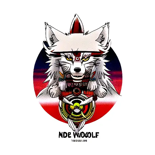 Native American style good wolf bad wolf tattoo design idea
