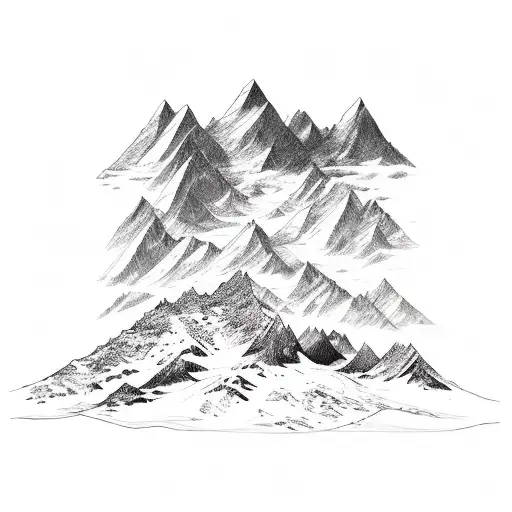 mountain and ocean tattoo design idea