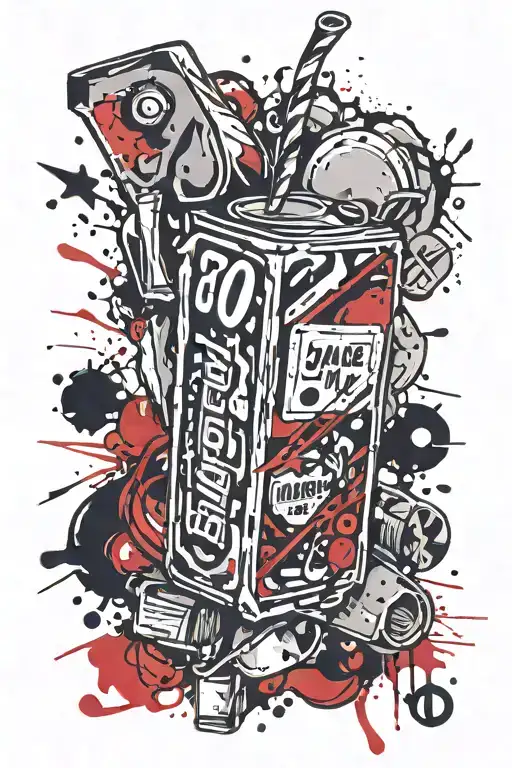 juice box running tattoo design idea