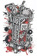 juice box running tattoo design idea