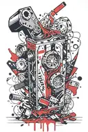 juice box running tattoo design idea