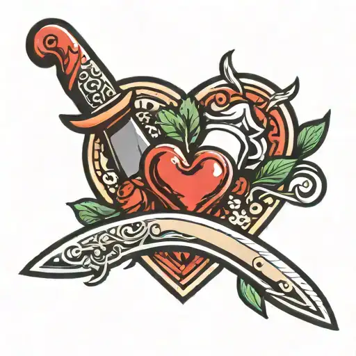 chef knife heart  tattoo design idea