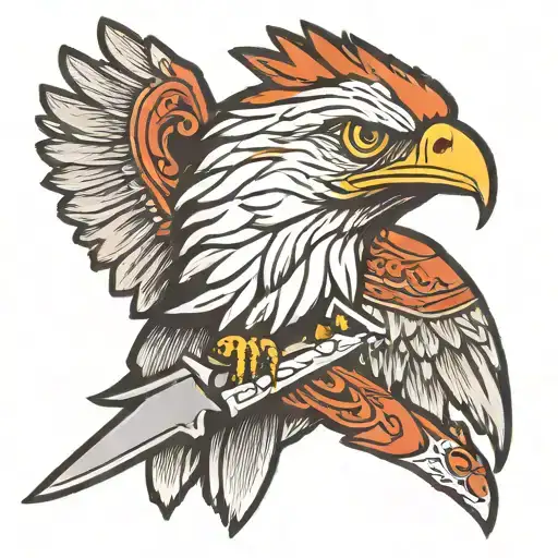 chef knife eagle   tattoo design idea