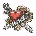 chef knife heart  tattoo design idea