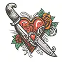 chef knife heart  tattoo design idea