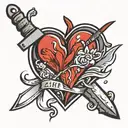 chef knife heart  tattoo design idea