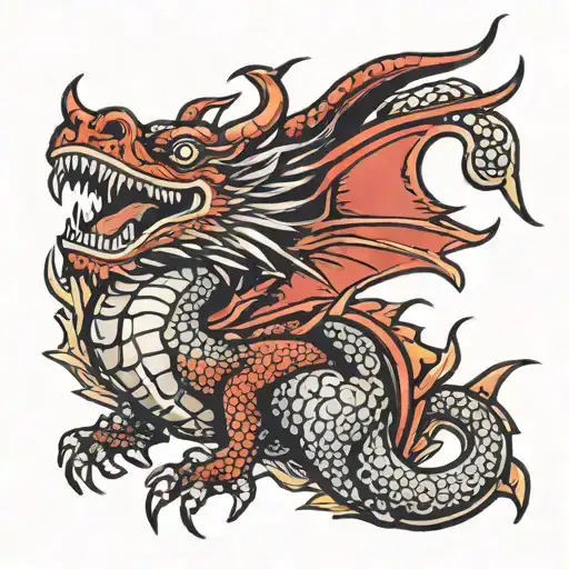 funny red dragon tattoo design idea