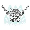 A tattoo of a videogame monster weightlifting a giant joint surrounded by English literature quotes tattoo design idea