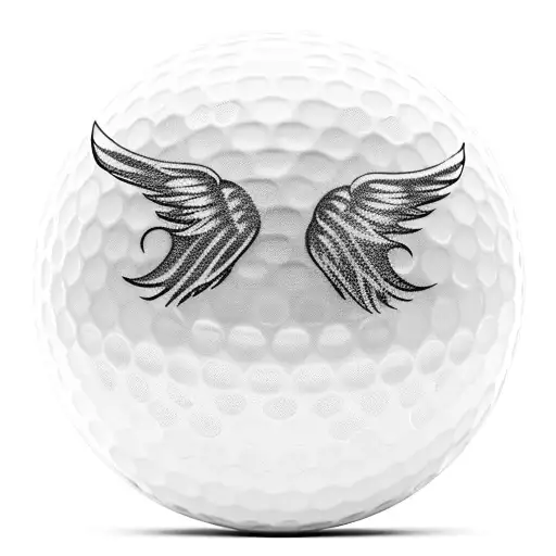 A golf ball with wings, symbolizing freedom and passion for the sport tattoo design idea