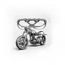 A motorcycle engine intertwined with a golf club, representing the client's love for both motorcycles and golf tattoo design idea