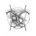 A motorcycle engine intertwined with a golf club, representing the client's love for both motorcycles and golf tattoo design idea