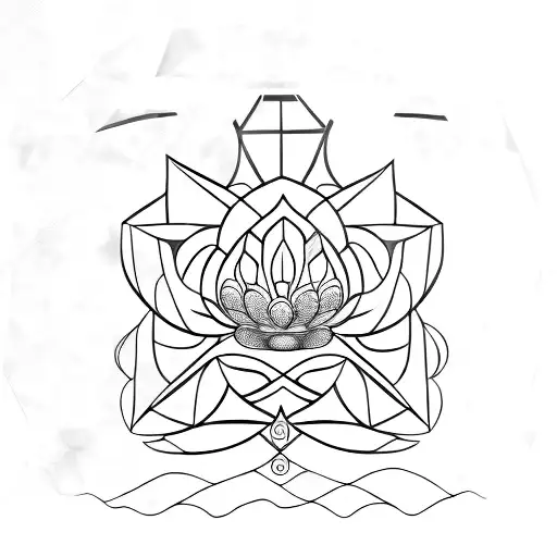 base is the work of a tree, which is a type of fingerprint. The bottom of the lotus flower tree. A crystal is in the cen tattoo design idea