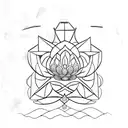 base is the work of a tree, which is a type of fingerprint. The bottom of the lotus flower tree. A crystal is in the cen tattoo design idea