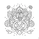 base is the work of a tree, which is a type of fingerprint. The bottom of the lotus flower tree. A crystal is in the cen tattoo design idea