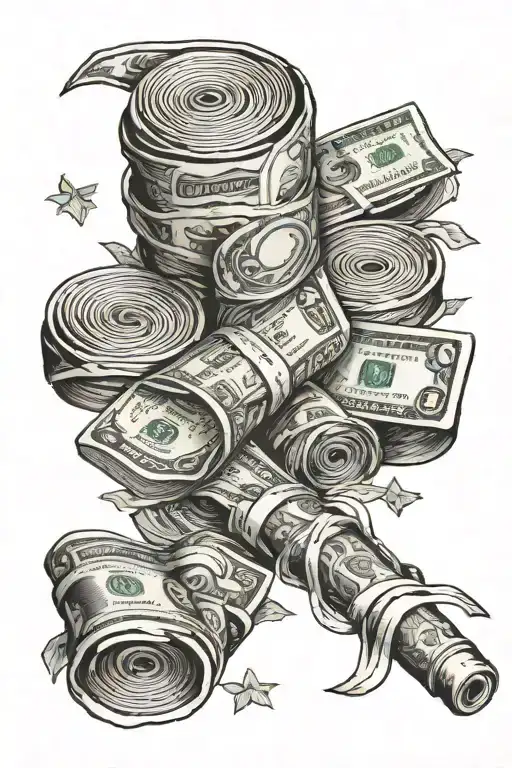 roll of money  tattoo design idea