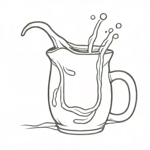 Water pouring into pottery mug tattoo design idea